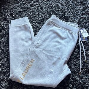 (NEW WITH TAGS) Polo Ralph Lauren Gray Sweatpants With Gold Lettering